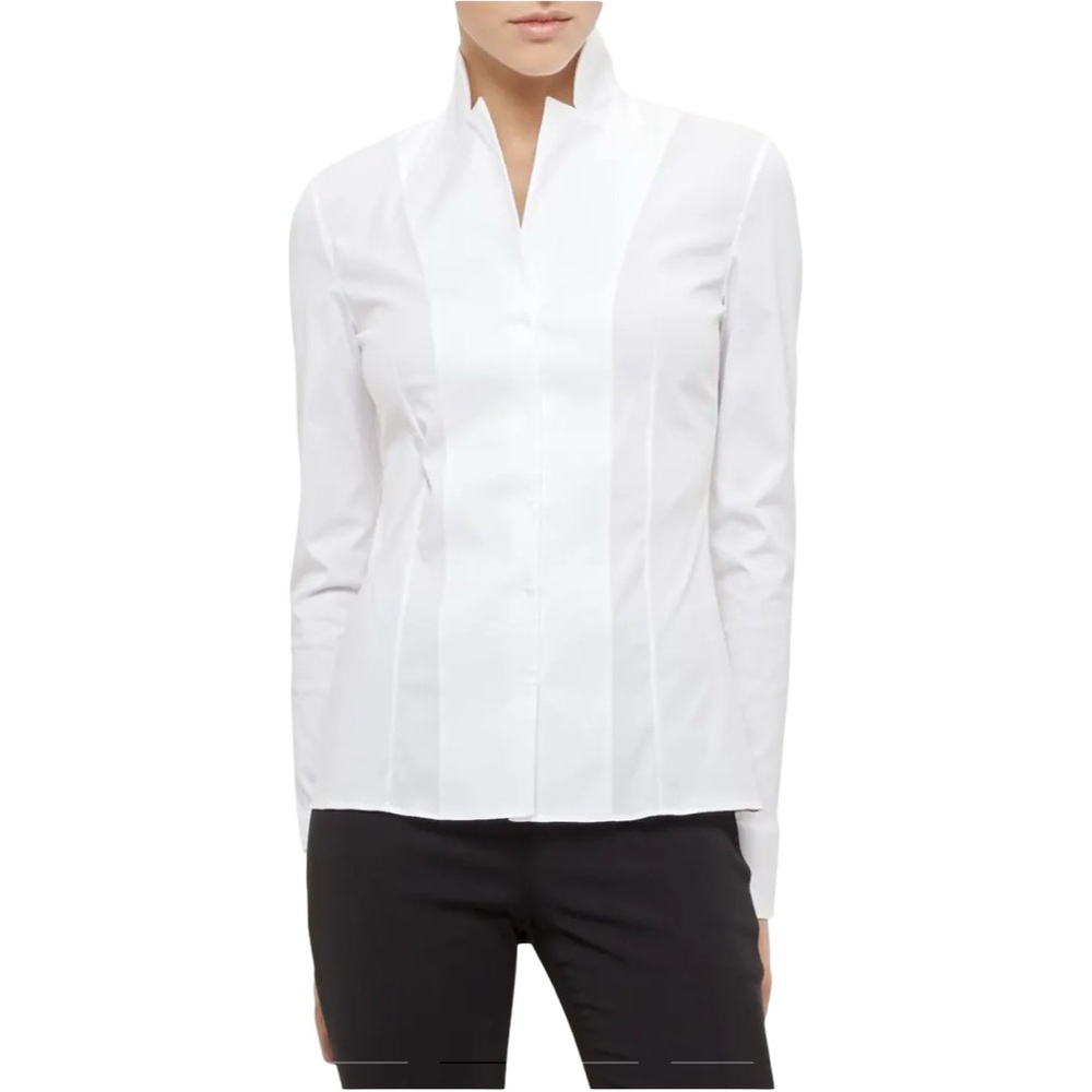 Akris notch collar poplin blouse. EUC